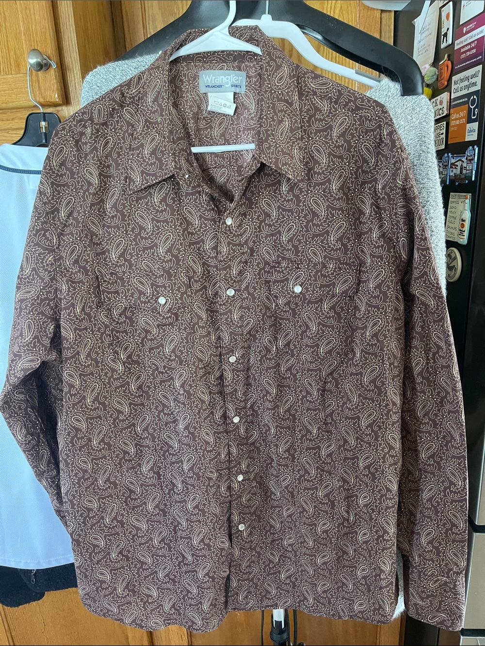 Wrangler Women Brown Paisley Pearl Button-Down Western Shirt  Size XL